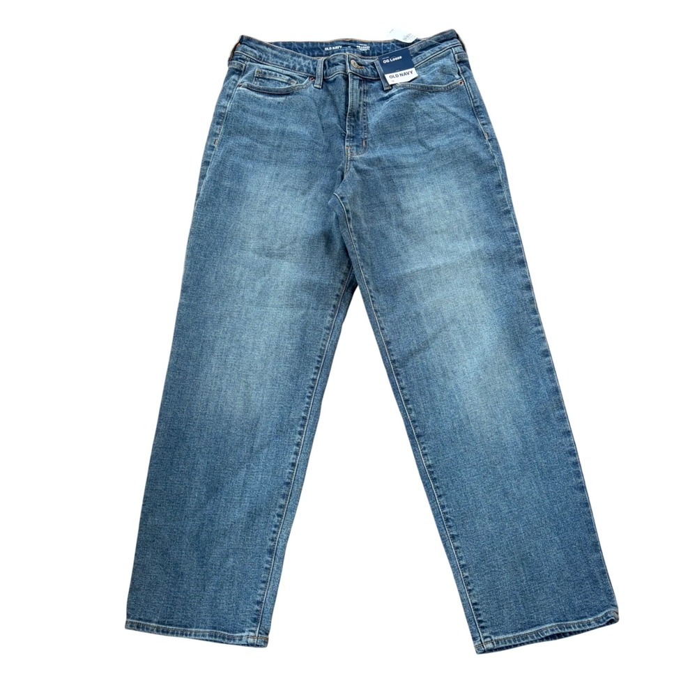 NWT Old Navy OG Loose High Rise Straight Leg Jeans Medium Wash Sz 12 Slimming